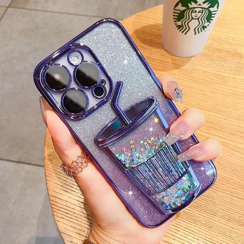 Dale un toque único y brillante a tu IPhone 16 con esta funda transparente con Purpurina 3D!