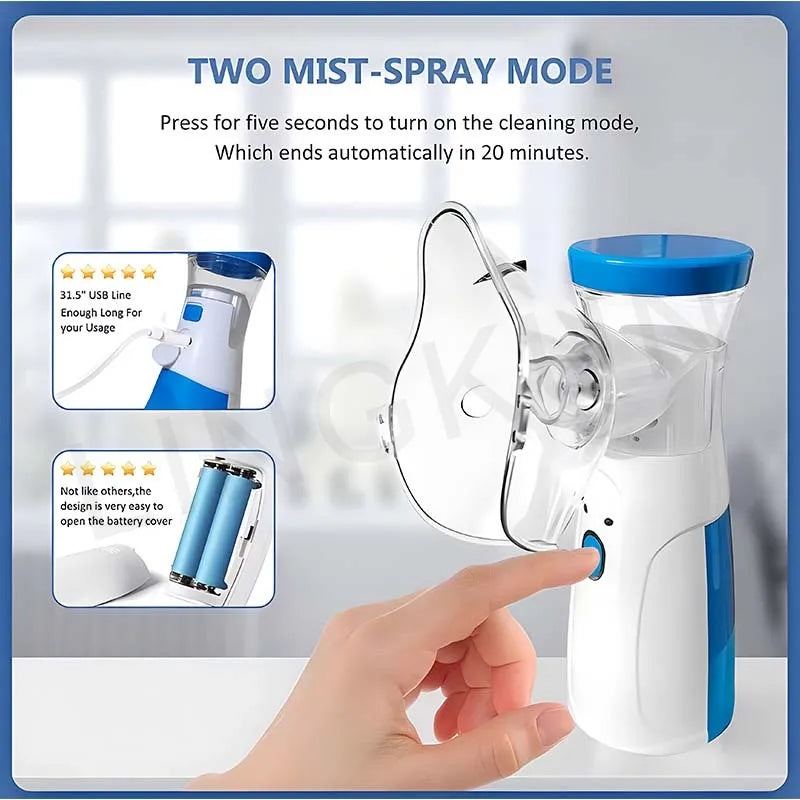 Nebulizador Portátil Silencioso con Carga USB  Alivio rápido y eficaz para el cuidado de la salud.