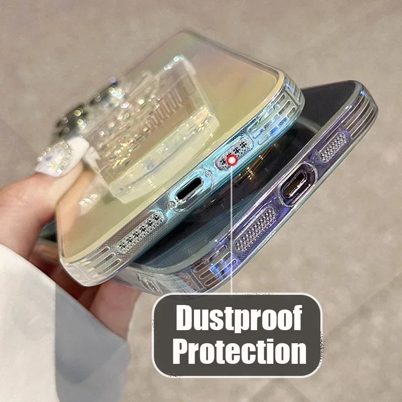 Dale un toque único y brillante a tu IPhone 14 o 15  con esta funda transparente con Purpurina 3D!