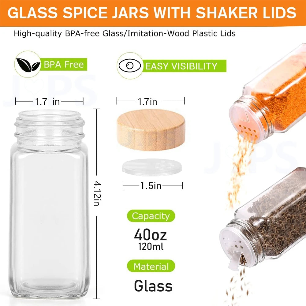 Dale a tu cocina un toque moderno y organizado con nuestros Frascos de Vidrio con Tapa de Bambú para Especias. Este set de 5 o 12 frascos es perfecto para almacenar tus condimentos, sal, pimienta, semillas, hierbas y más.