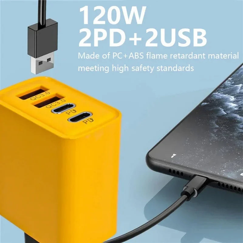 Carga hasta 4 Celulares al Mismo Tiempo con este Cargador Rápido de 120 W