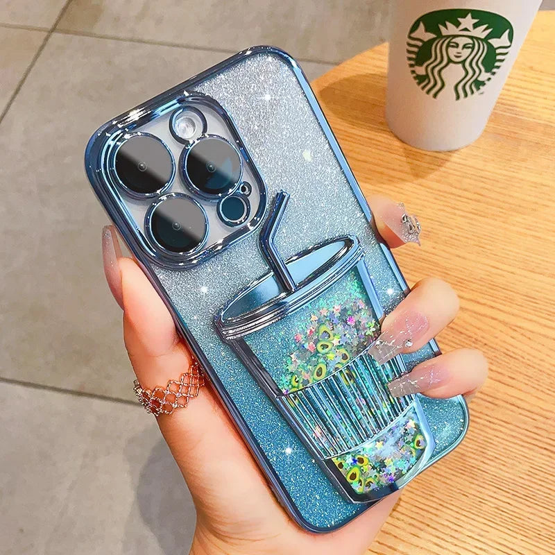 Dale un toque único y brillante a tu IPhone 16 con esta funda transparente con Purpurina 3D!
