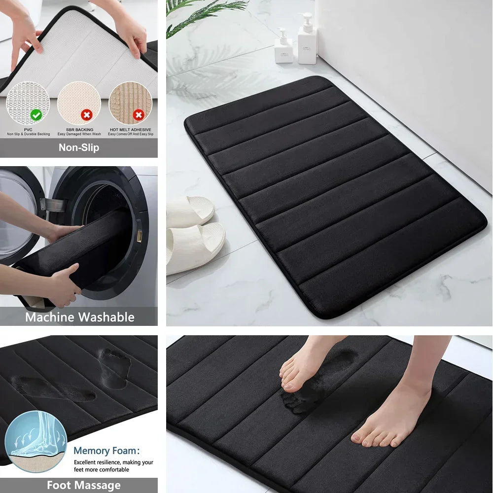 ¡Transforma tu baño con el Juego de 3 Alfombrillas Antideslizantes de Espuma Viscoelástica!
