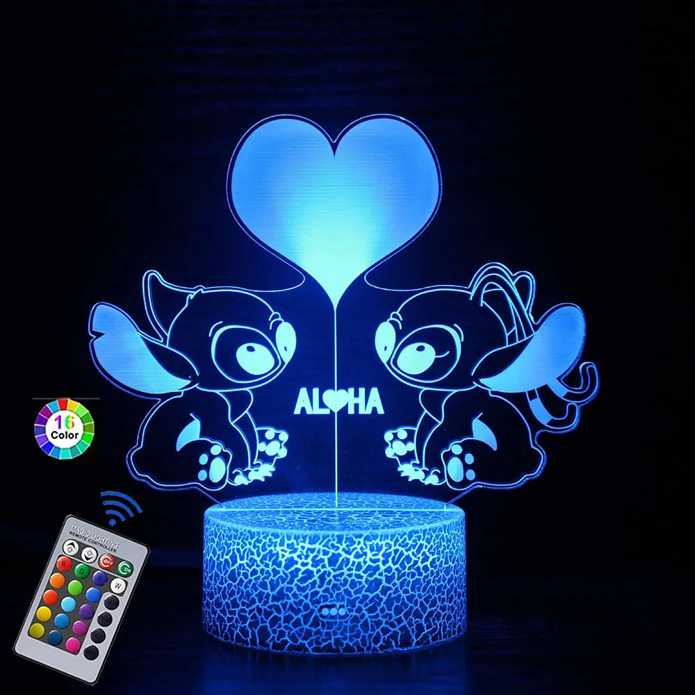 Luz Nocturna 3D de Stitch: El regalo Perfecto que Ilumina con Estilo.