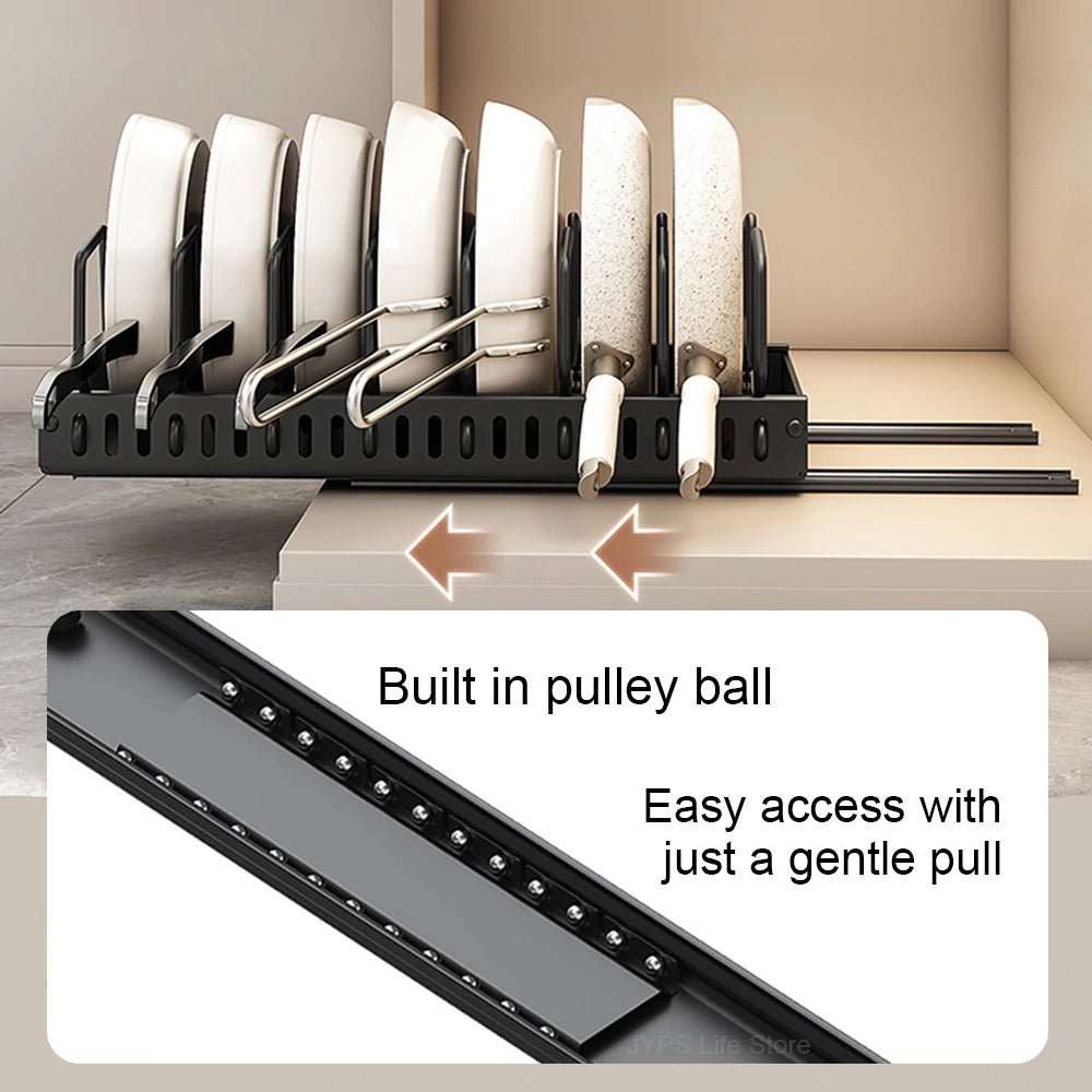 ¡Organiza tu cocina como un profesional! Este organizador de ollas y sartenes es la solución perfecta para mantener tus utensilios de cocina en orden y al alcance de la mano, maximizando el espacio en tu cocina de manera eficiente y elegante.