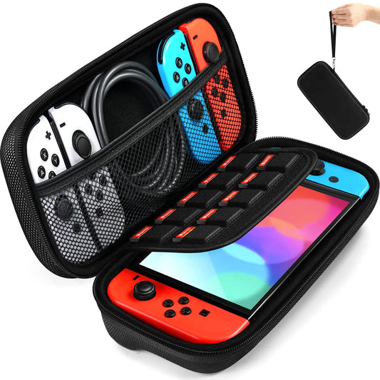 ¿Viajas con tu Nintendo Switch o Nintendo Switch OLED? ¡Hazlo con confianza y seguridad con nuestro Estuche de Transporte Duro y Portátil! Diseñado específicamente para ofrecer la mejor protección mientras mantienes todo organizado