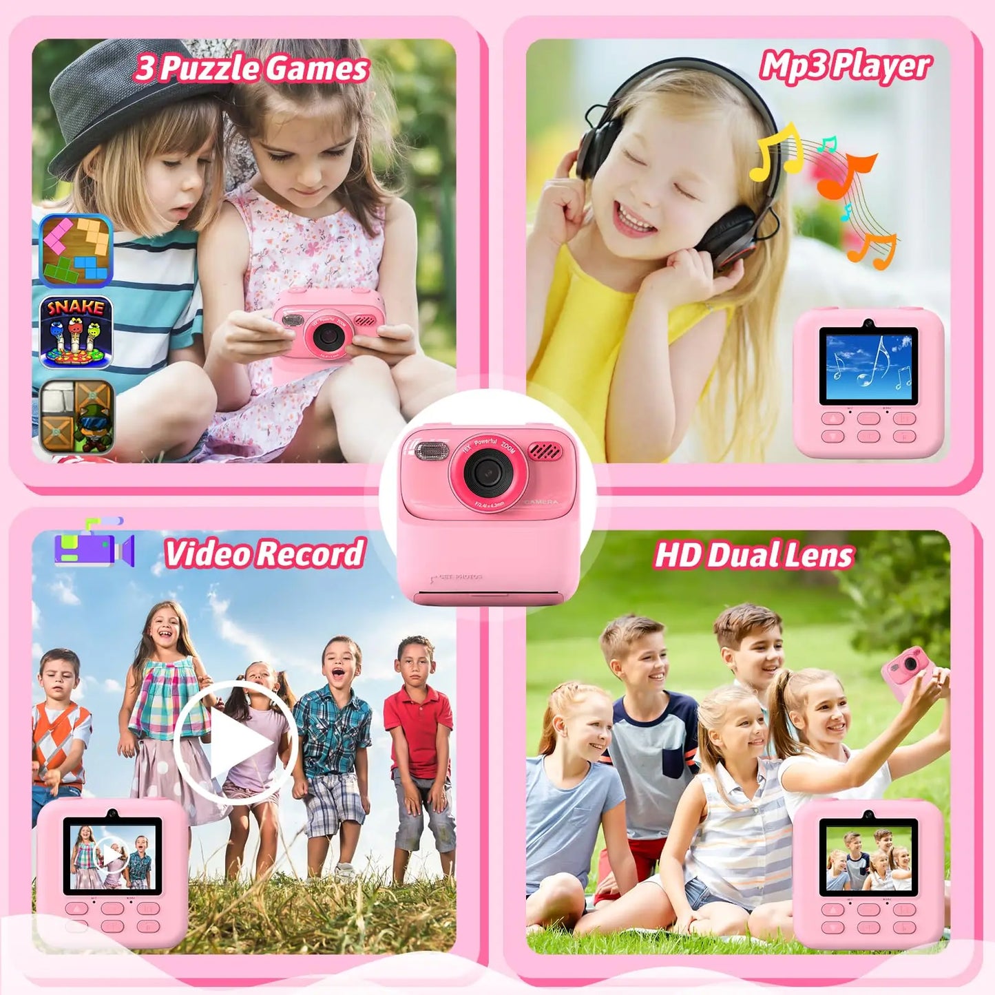 ¡Haz que tu pequeño se sienta como un fotógrafo profesional con esta increíble cámara para niños! Diseñada para explorar su creatividad, capturar recuerdos y divertirse, esta Cámara Digital para Niños con impresión instantánea