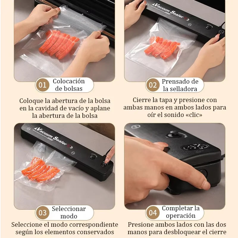 Sellador al vacío para cocina y hogar, máquina de envasado selladora de bolsas de plástico para conservación de alimentos, máquina de sellado automático, utensilios de cocina
