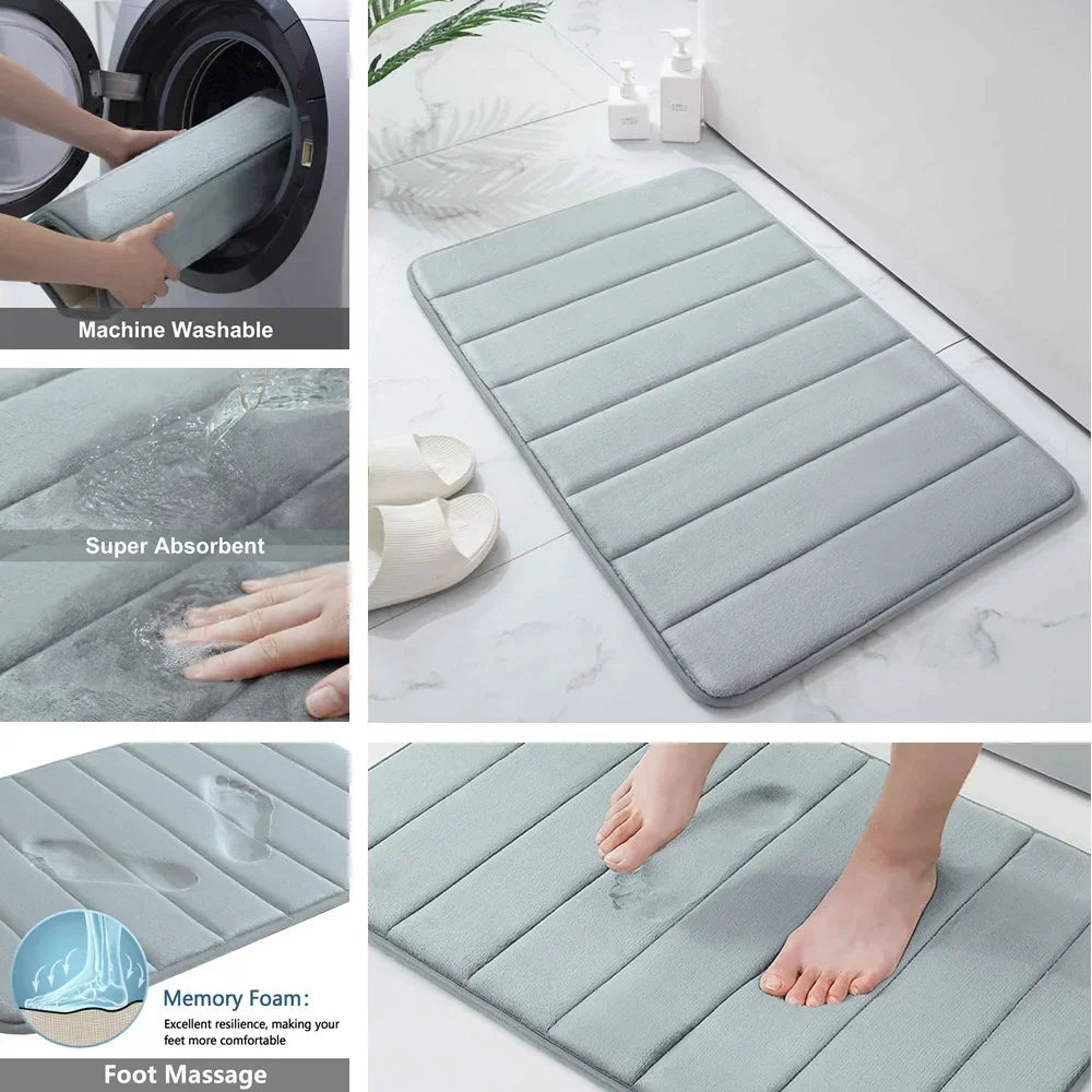 ¡Transforma tu baño con el Juego de 3 Alfombrillas Antideslizantes de Espuma Viscoelástica!