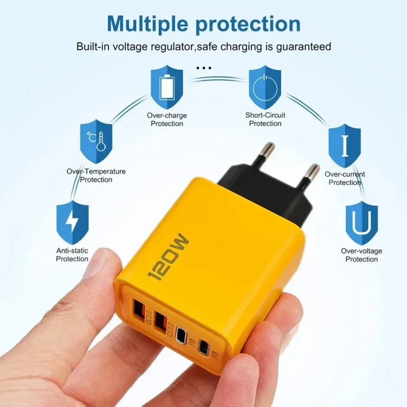 Carga hasta 4 Celulares al Mismo Tiempo con este Cargador Rápido de 120 W