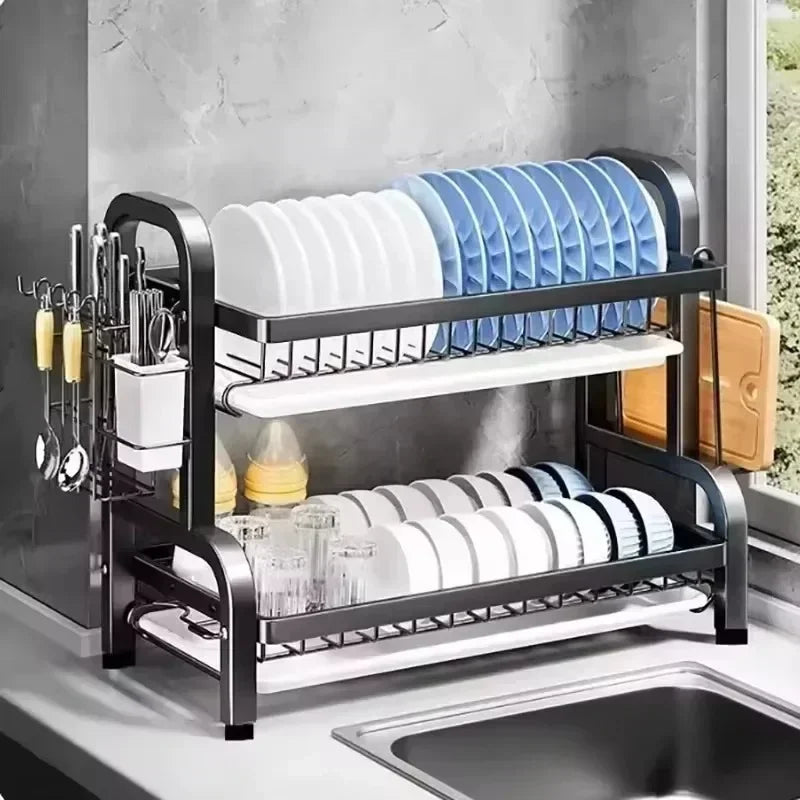 ¿Cansado de tener platos, utensilios y tazas desordenados por toda la encimera? ¡Este escurridor de platos de 2 niveles es la solución perfecta para mantener tu cocina limpia, ordenada y funcional!