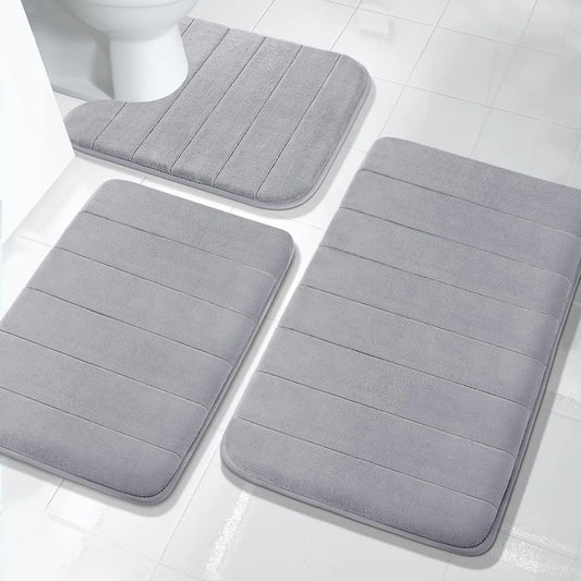 ¡Transforma tu baño con el Juego de 3 Alfombrillas Antideslizantes de Espuma Viscoelástica!