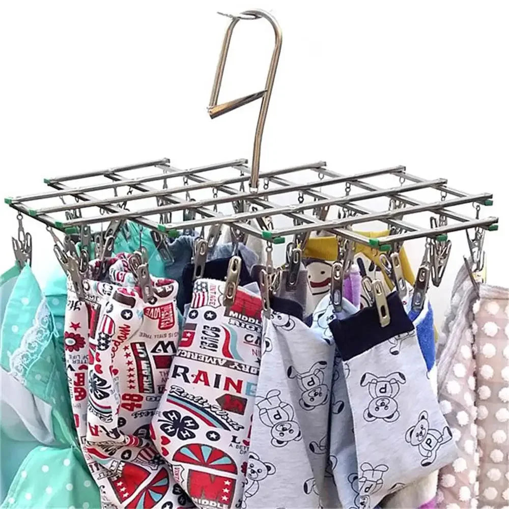 Tendedero plegable con 35  Clips de acero inoxidable, estante de secado para ahorrar espacio.