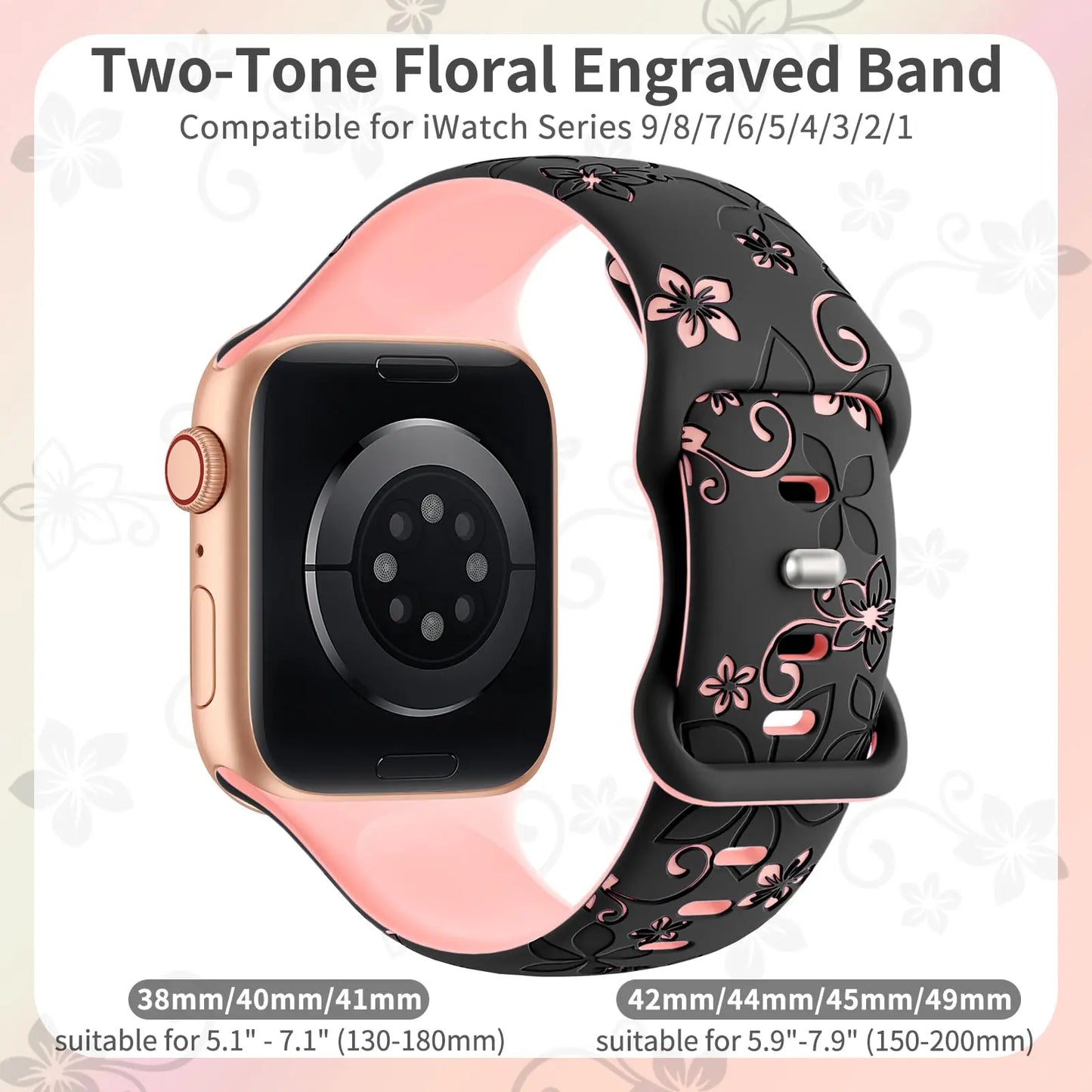 Estilo y elegancia para tu muñeca: set de 2 correas florales para Apple Watch.
