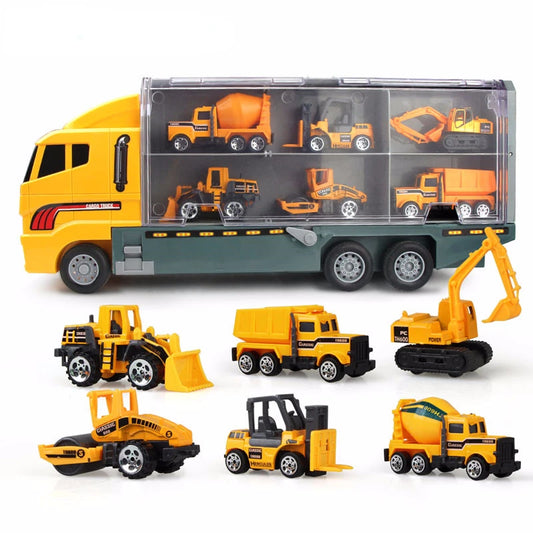 Diversión sin límites para tu niño con este set de camiones y vehículos de construcción y rescate.
