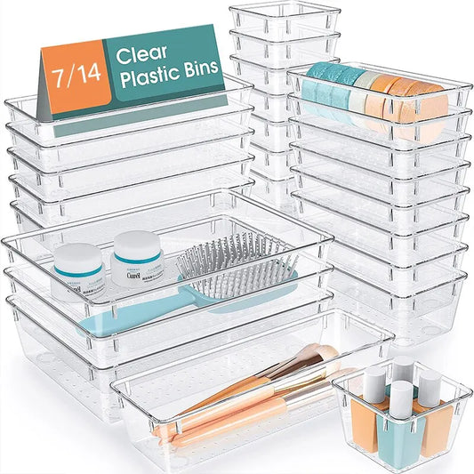 ¡Transforma tu espacio con el Juego de Organizadores de Cajones de 7/14 Piezas! Perfecto para quienes buscan una solución de almacenamiento eficiente y estilizada, este set te ayuda a mantener tu hogar o oficina impecablemente organizado
