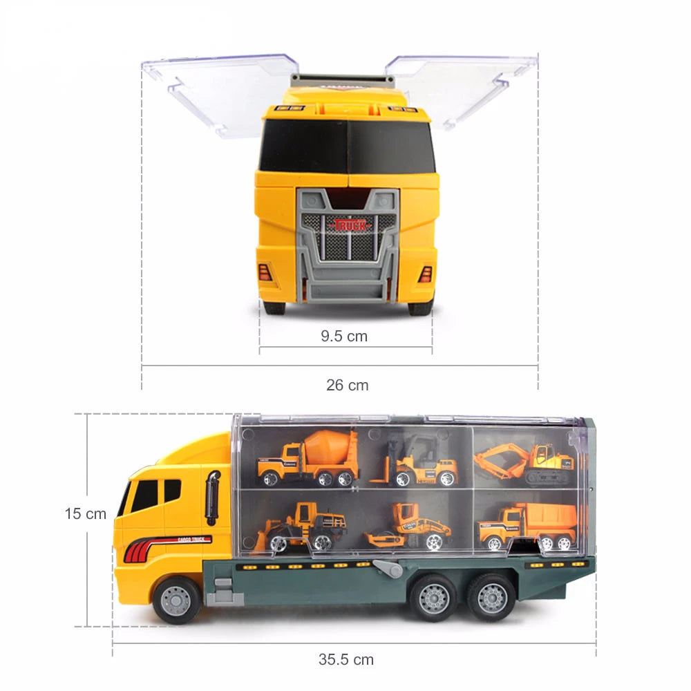 Diversión sin límites para tu niño con este set de camiones y vehículos de construcción y rescate.
