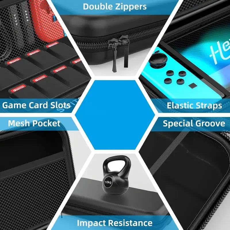 ¿Viajas con tu Nintendo Switch o Nintendo Switch OLED? ¡Hazlo con confianza y seguridad con nuestro Estuche de Transporte Duro y Portátil! Diseñado específicamente para ofrecer la mejor protección mientras mantienes todo organizado