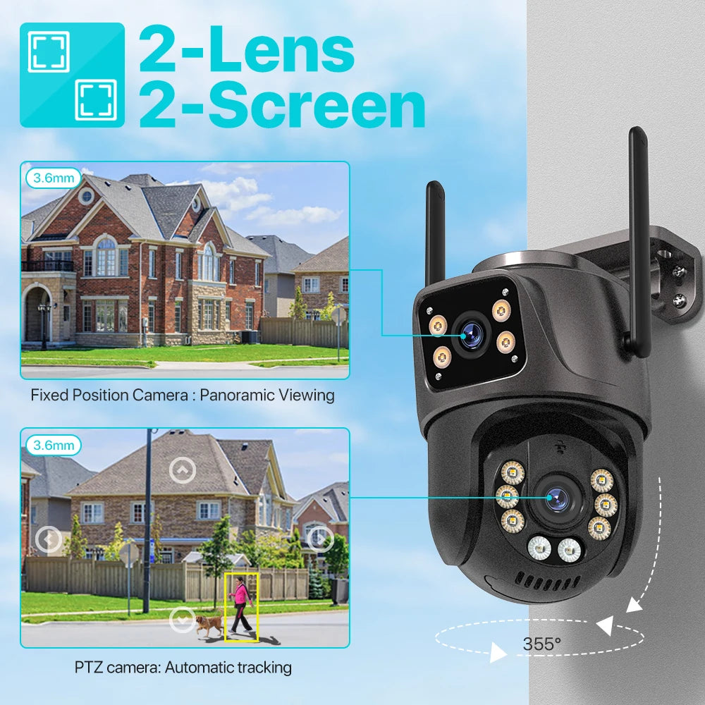 Mantén tu propiedad protegida las 24 horas del día con esta cámara PTZ de alta definición! La Cámara PTZ 4K HD con 8 megapíxeles HD wifi exteriores y lente dual de 4MP ofrece una resolución impresionante