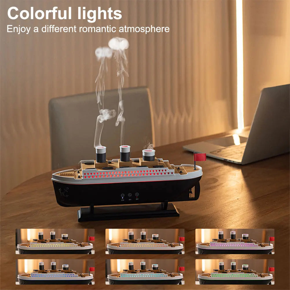 Lleva belleza, relajación y frescura a tu hogar con este exclusivo humidificador en forma de Titanic.