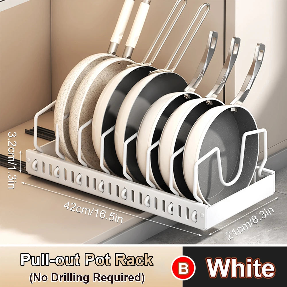 ¡Organiza tu cocina como un profesional! Este organizador de ollas y sartenes es la solución perfecta para mantener tus utensilios de cocina en orden y al alcance de la mano, maximizando el espacio en tu cocina de manera eficiente y elegante.