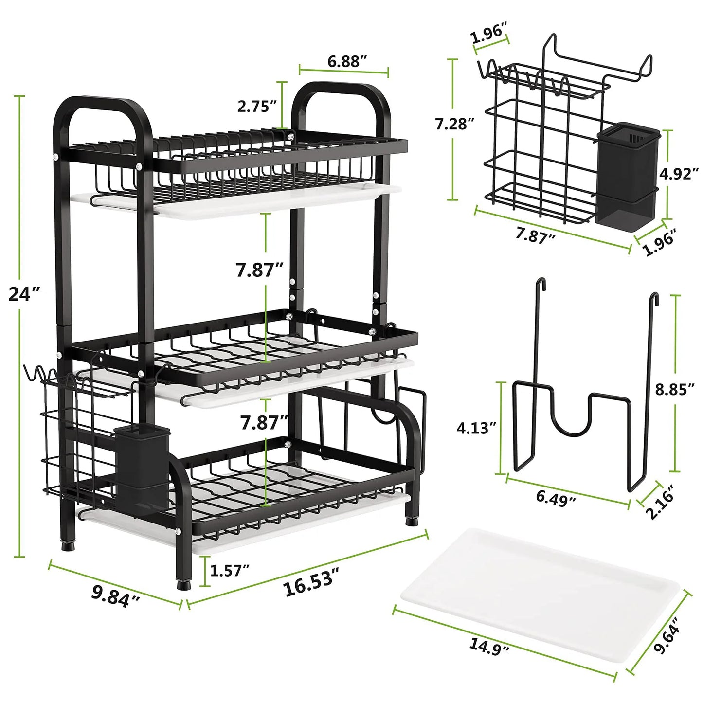 Organiza tu cocina con estilo y eficiencia: Escurridos de platos 3 en 1 de alta capacidad.