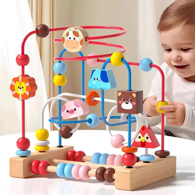 Este laberinto de cuentas de madera Montessori es mucho más que un simple juguete: ¡es una herramienta educativa esencial para el aprendizaje temprano de tu hijo!