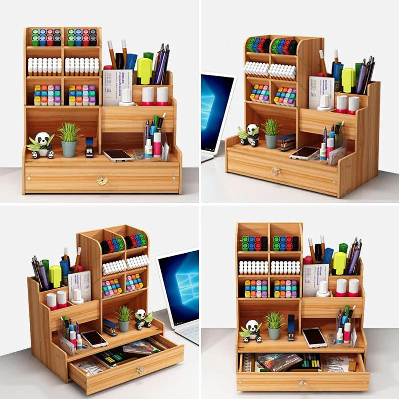 ¡Descubre el Organizador de Escritorio de Madera para Bricolaje! Un soporte elegante y funcional que transformará tu espacio de trabajo en un lugar ordenado y organizado. Ideal para el hogar, la oficina o la escuela