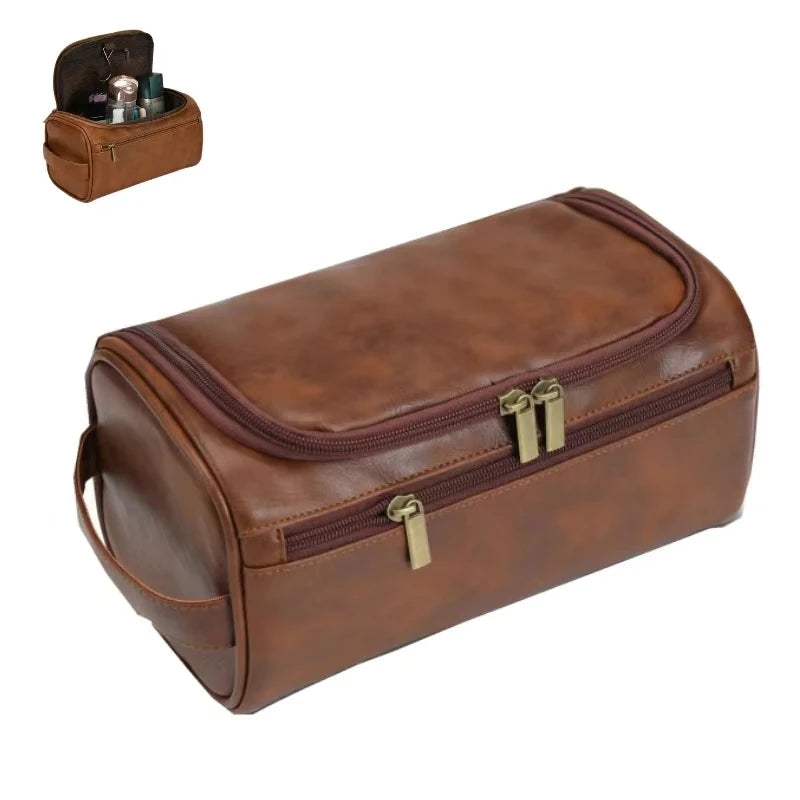 Bolsa de aseo de cuero para hombres y mujeres, Kit Dopp, bolsa de aseo colgante, bolsa de aseo de viaje, bolsa de cosméticos grande para viajes