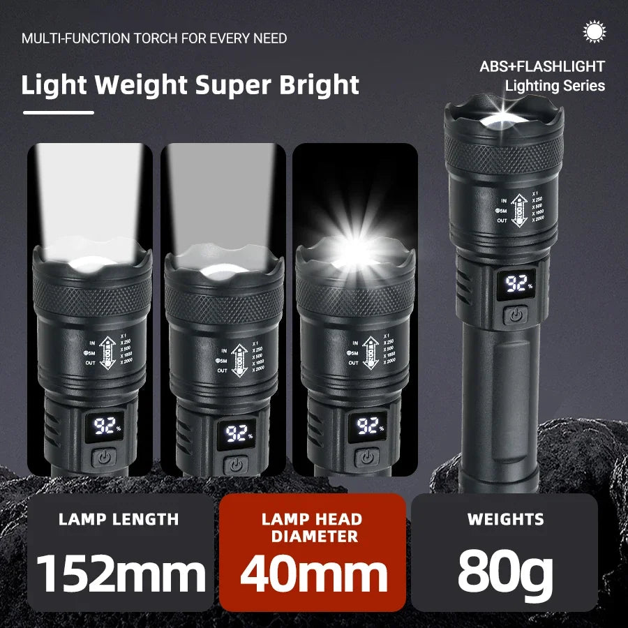 ¿Estas buscando una Linterna Potente, Recargable y Resistente? Linterna LED de 2000 lúmenes.