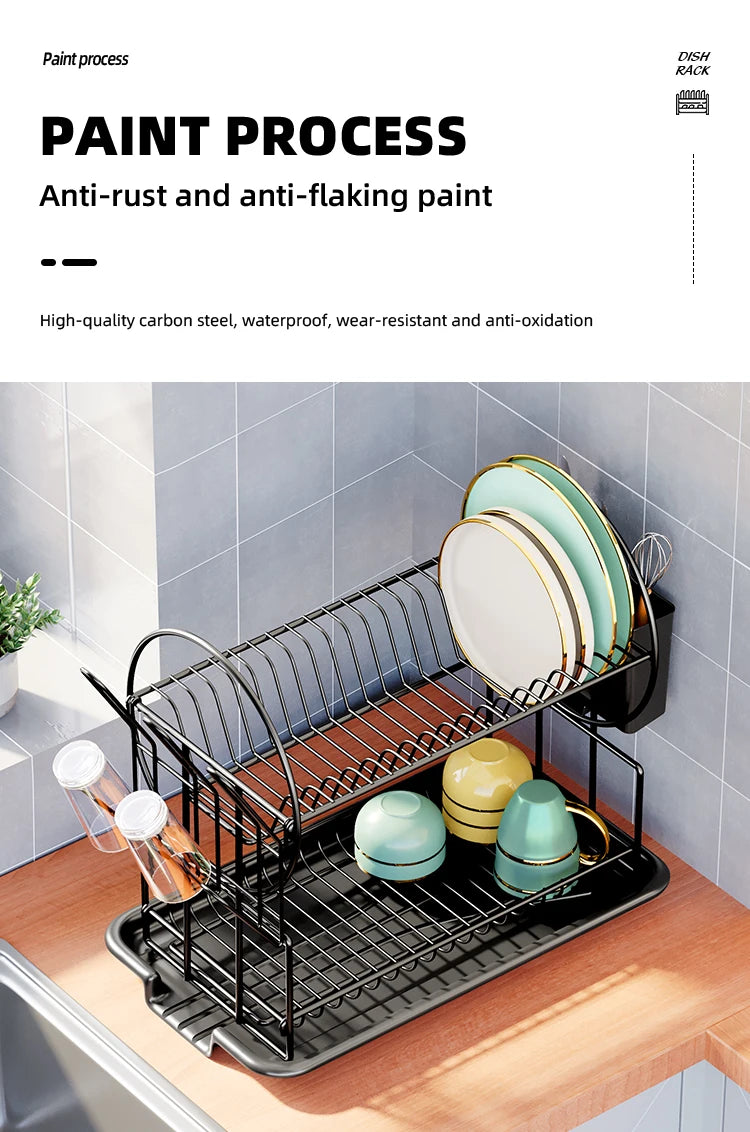 Ahorra espacio y mantén tu cocina organizada con este escurridor de platos de 2 niveles!