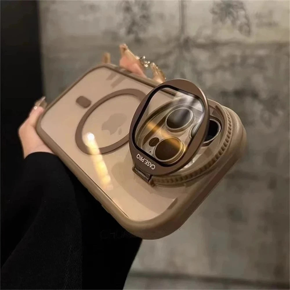 Protege lo más valioso de tu iPhone: Soporte con tapa para lente y MagSafe integrado.