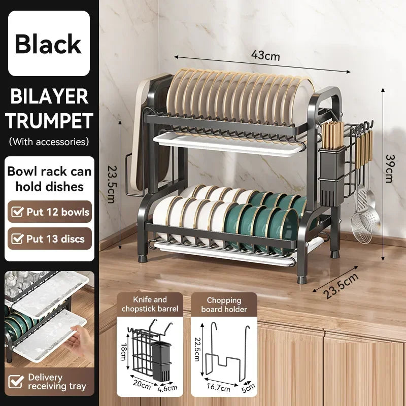 ¿Cansado de tener platos, utensilios y tazas desordenados por toda la encimera? ¡Este escurridor de platos de 2 niveles es la solución perfecta para mantener tu cocina limpia, ordenada y funcional!