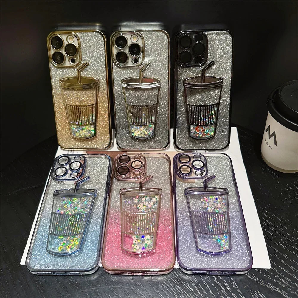 Dale un toque único y brillante a tu IPhone 14 o 15  con esta funda transparente con Purpurina 3D!