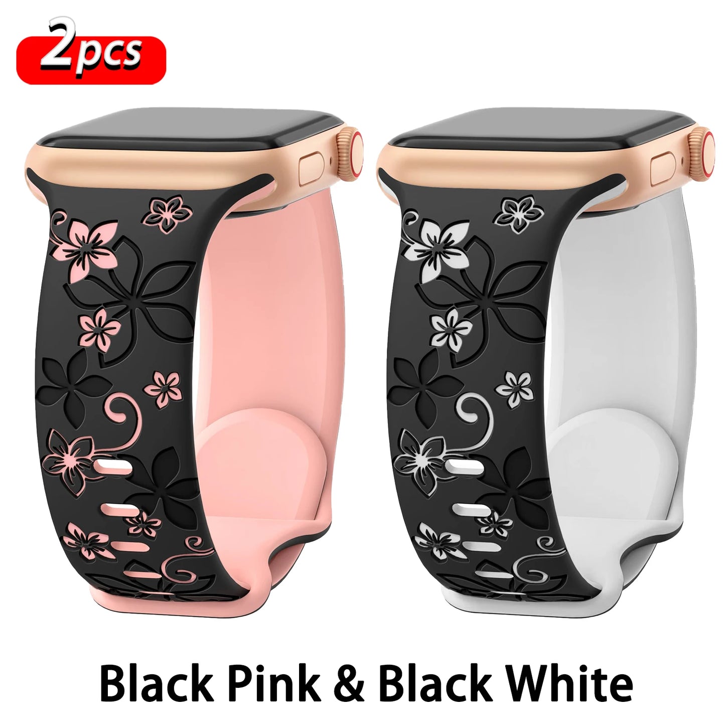 Estilo y elegancia para tu muñeca: set de 2 correas florales para Apple Watch.