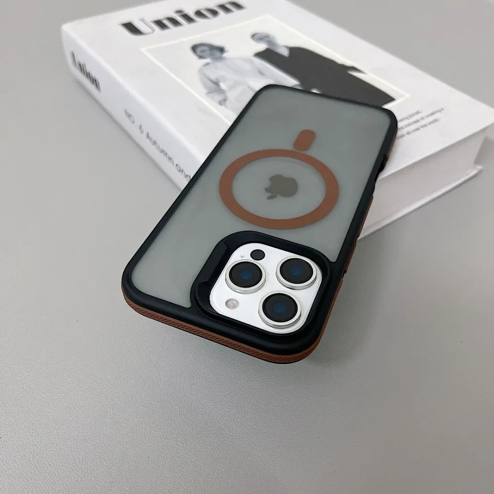 Funda de lujo con armadura translúcida mate de Color magnético a prueba de golpes para iPhone 11 12 13 14 15 16 ProMax Magsafe cubierta de carga inalámbrica