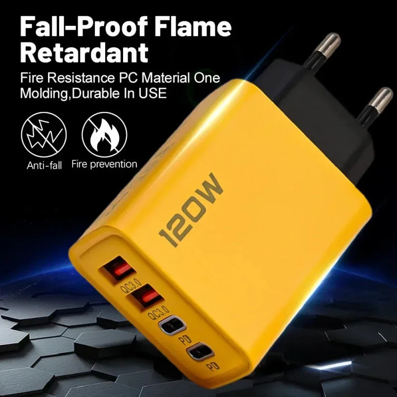 Carga hasta 4 Celulares al Mismo Tiempo con este Cargador Rápido de 120 W