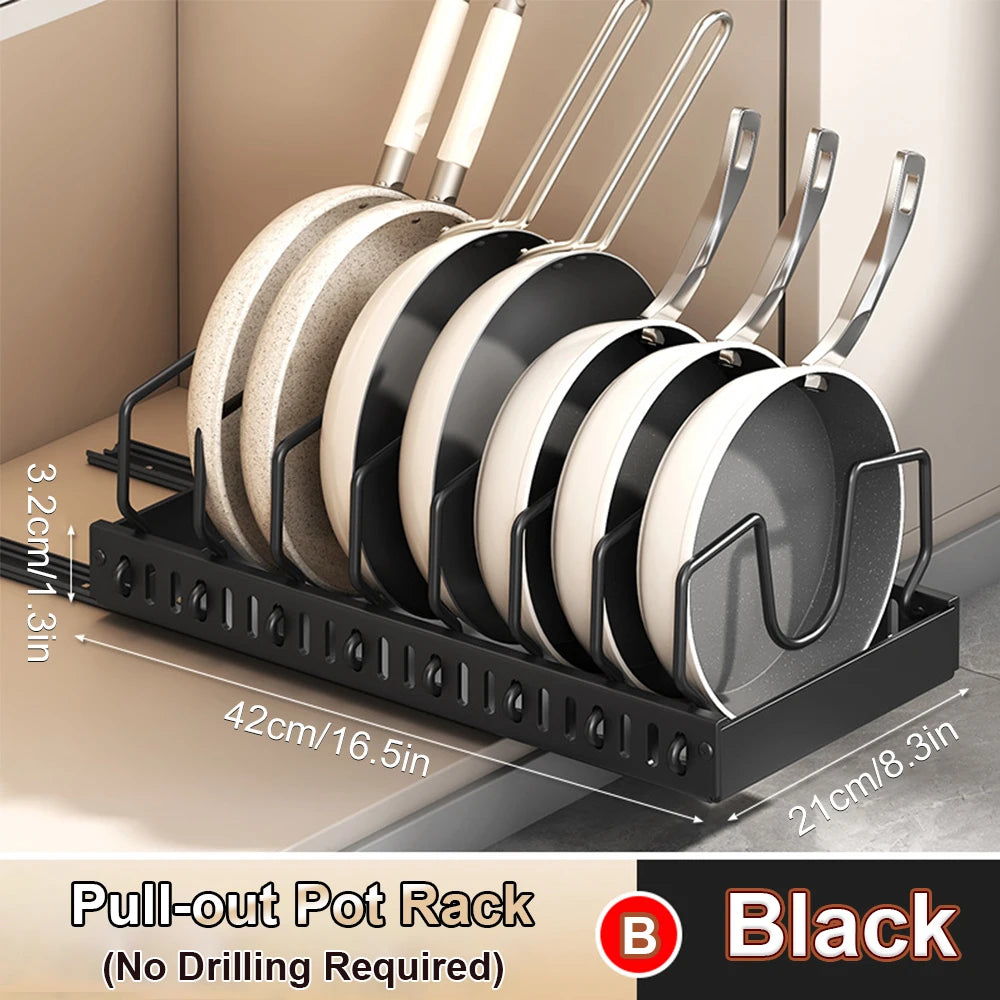 ¡Organiza tu cocina como un profesional! Este organizador de ollas y sartenes es la solución perfecta para mantener tus utensilios de cocina en orden y al alcance de la mano, maximizando el espacio en tu cocina de manera eficiente y elegante.