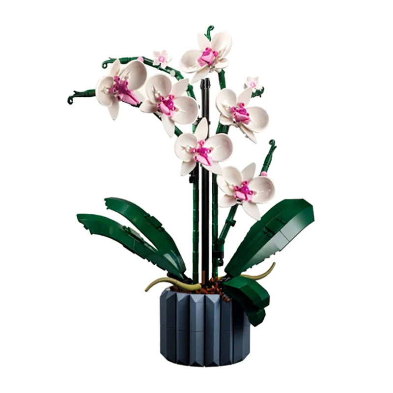 ¡Añade un toque de elegancia y creatividad a tu hogar con este ramo de orquídeas ,rosas artificiales! Este ramo no solo es una pieza decorativa, sino que también incorpora bloques de construcción, permitiendo una experiencia única al armarlo