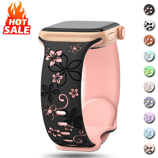 Estilo y elegancia para tu muñeca: set de 2 correas florales para Apple Watch.