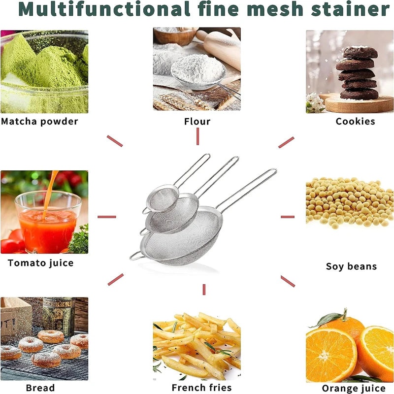 Precisión y durabilidad en tu cocina con este set de coladores de acero inoxidable.