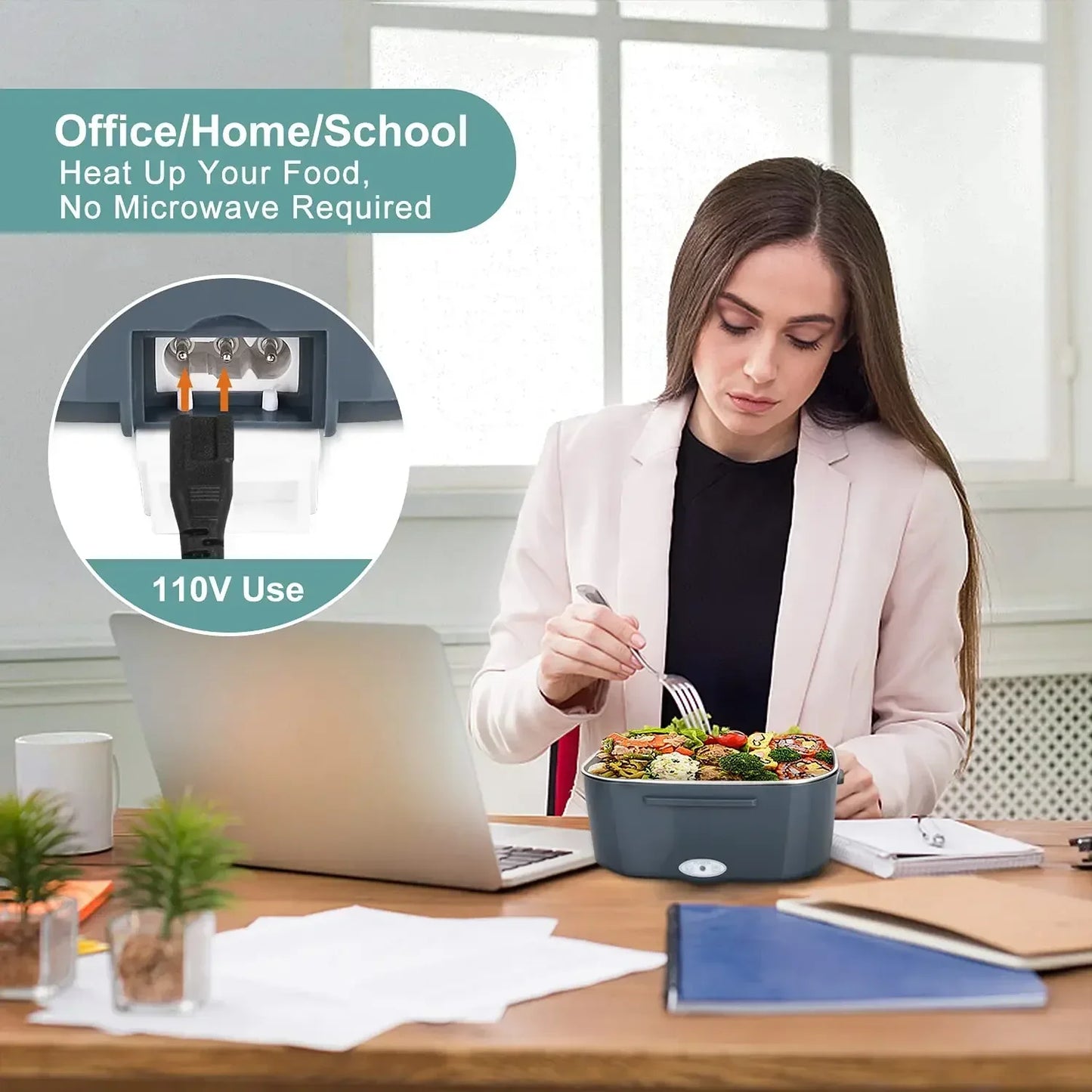 ¿Cansado de buscar un microondas en el trabajo, o no tener tiempo para calentar tu comida durante tus viajes? ¡La Fiambrera Eléctrica 2 en 1 es la solución perfecta para ti! Con esta fiambrera portátil, puedes disfrutar de tus comidas calientes y frescas