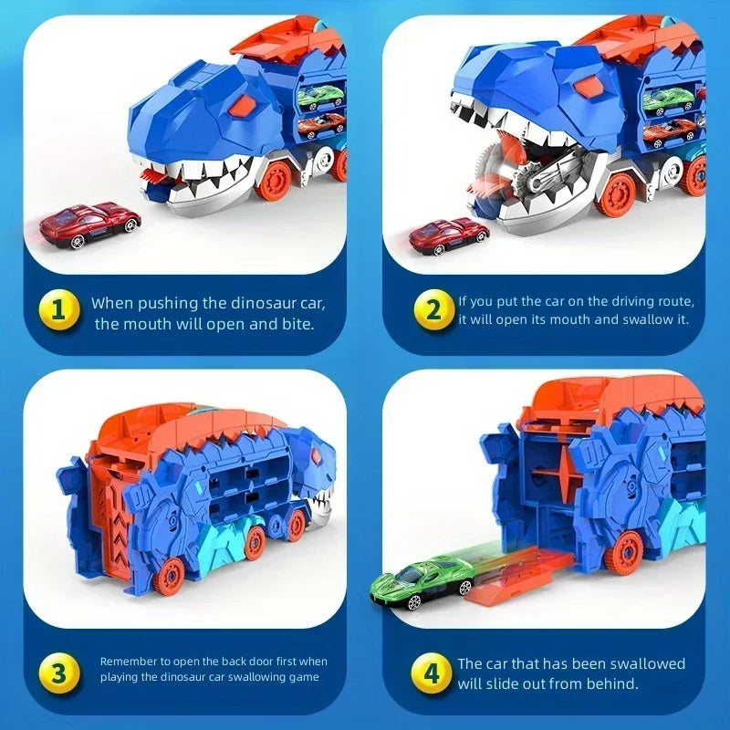 ¡Haz que tus pequeños se adentren en un mundo de diversión y aventura con el camión de dinosaurios de transporte transformable! Este juguete único no solo ofrece horas de entretenimiento