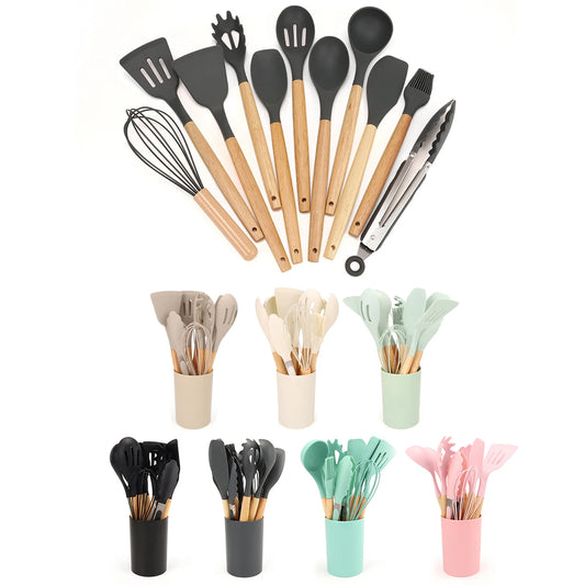 Todo lo que necesitas para hacer que tus momentos en la cocina sean más fáciles, seguros y eficientes, Kit de Cocina de 12 Piezas - Utensilios de Silicona sin BPA