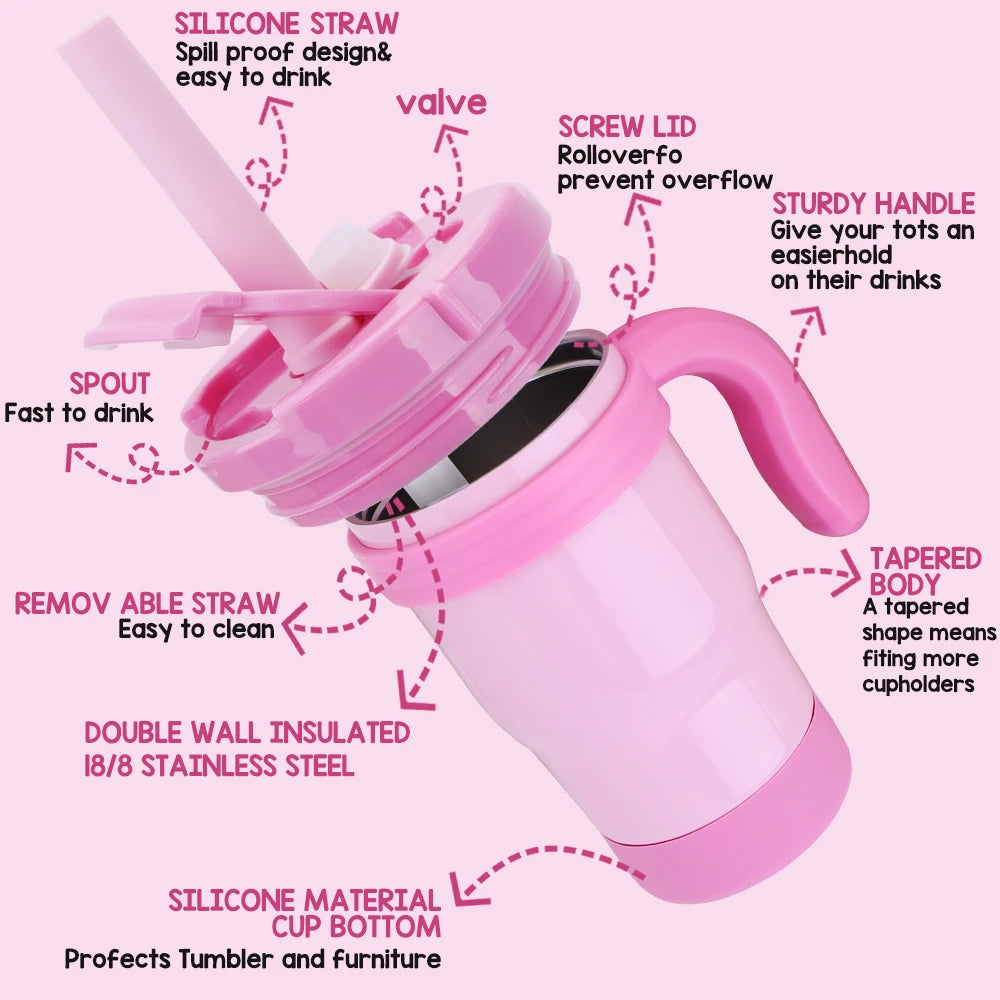 ¡La botella termo ideal para que tus pequeños se mantengan hidratados en todo momento! Esta botella termo para niños de 420ML está diseñada para mantener las bebidas a la temperatura perfecta durante horas, y lo mejor de todo, sin fugas ni derrames