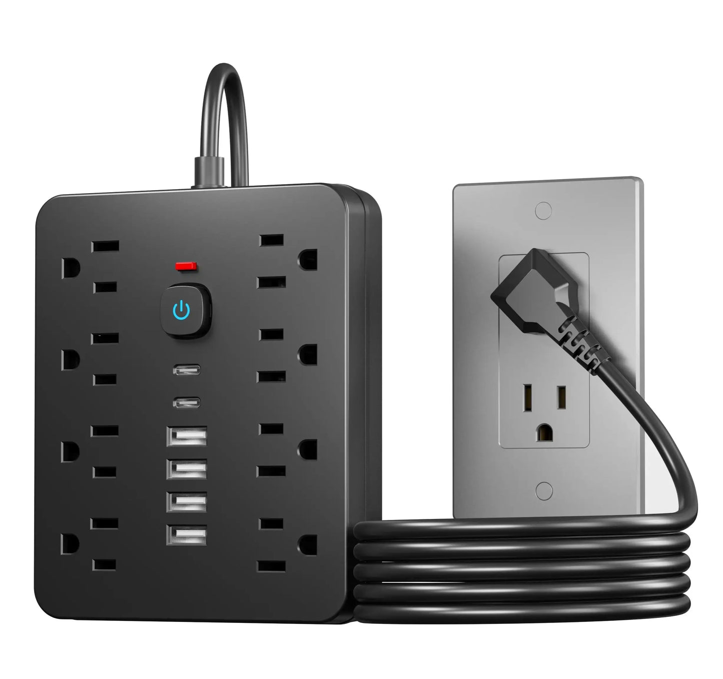 ¡Maximiza la conectividad de tus dispositivos con la toma de corriente estadounidense 10 en 1! Esta regleta de 10 pies (3 metros) es la solución perfecta para mantener todos tus dispositivos electrónicos conectados de manera segura y eficiente