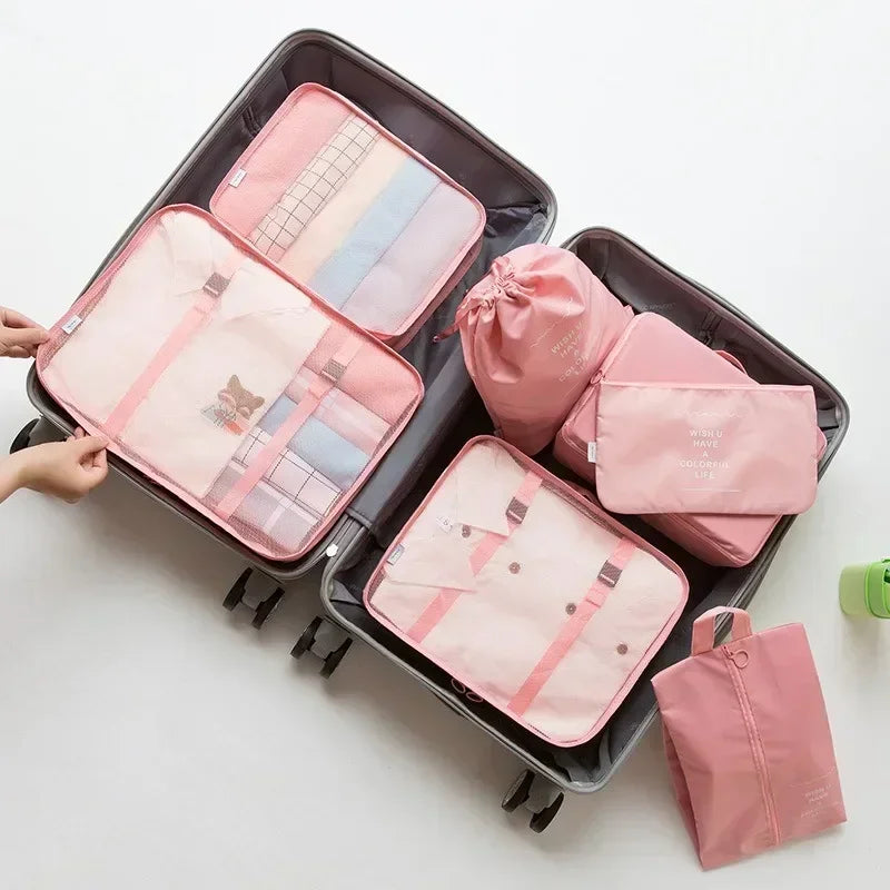 ¿Estás buscando una manera eficiente de organizar tu maleta y mantener todo en su lugar durante tus viajes? Este Juego de 7 Piezas de Organizadores de Viaje es la solución ideal para ti. Diseñado para ayudarte a empacar de manera ordenada y sin estrés