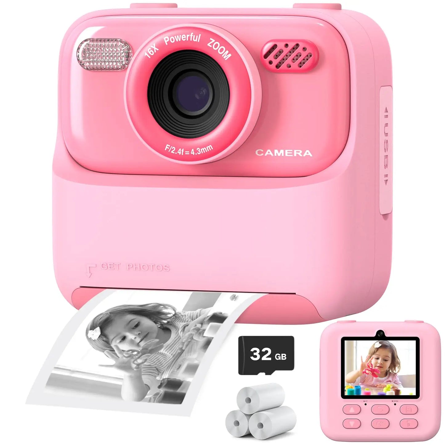 ¡Haz que tu pequeño se sienta como un fotógrafo profesional con esta increíble cámara para niños! Diseñada para explorar su creatividad, capturar recuerdos y divertirse, esta Cámara Digital para Niños con impresión instantánea